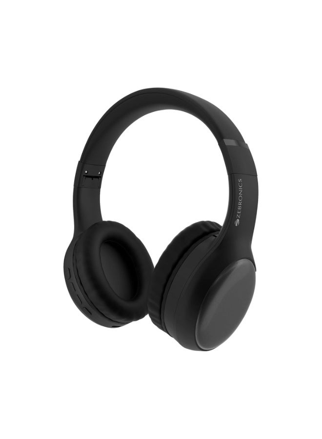 زيبونيكس ZEBRONICS Thunder Max Bluetooth Over Ear Headphone with 120*Hrs Playback, 3 EQ Modes, 40mm Bass Driver, Fast Charging, Gaming Mode, Dual Pairing, BT v5.4, AUX, Metallic Finish (Black) - Image 1